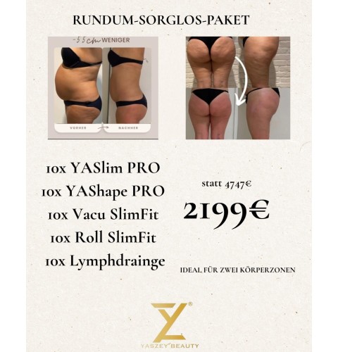 Bodyforming-Paket 7 – All-in Paket (10x YASlim Pro, YAShape Pro, Vacu SlimFit, Roll SlimFit, Lymphdrainage)