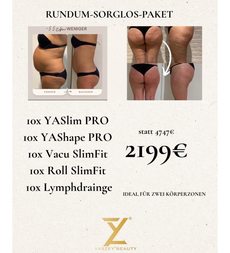 Bodyforming-Paket 7 – All-in Paket (10x YASlim Pro, YAShape Pro, Vacu SlimFit, Roll SlimFit, Lymphdrainage)